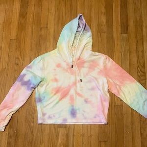 Rainbow tie dye crop hoodie